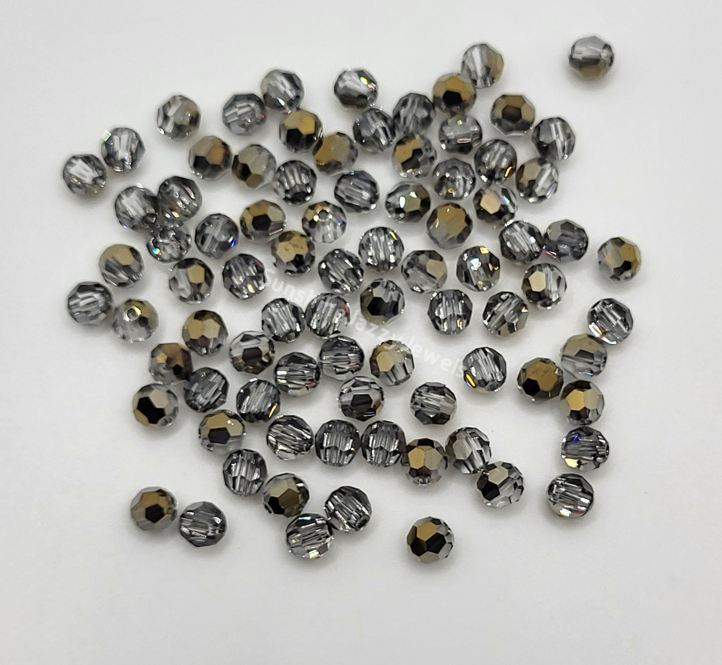 #5000 - Swarovski Crystal 4mm Faceted Round Beads w/ Crystal Effect; 24pc per pack