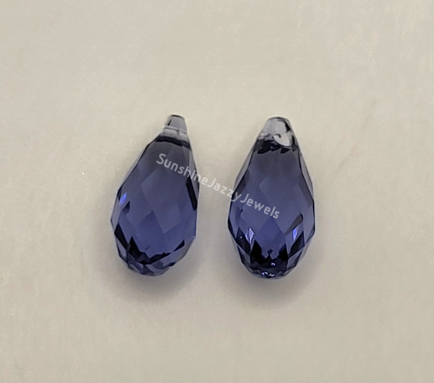 #6010 - 2pc Swarovski Crystal Tanzanite 11mm Briolette Pendants; LAST ONE