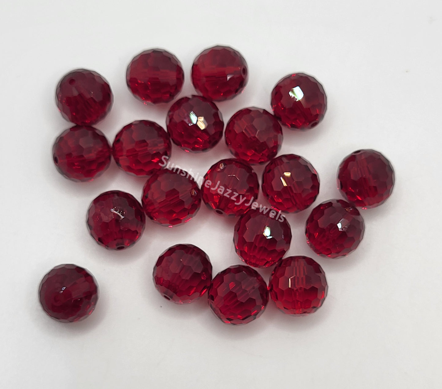 WEB EXCLUSIVE - #5003 - 6pc Swarovski Crystal Siam 10mm Disco Ball Beads