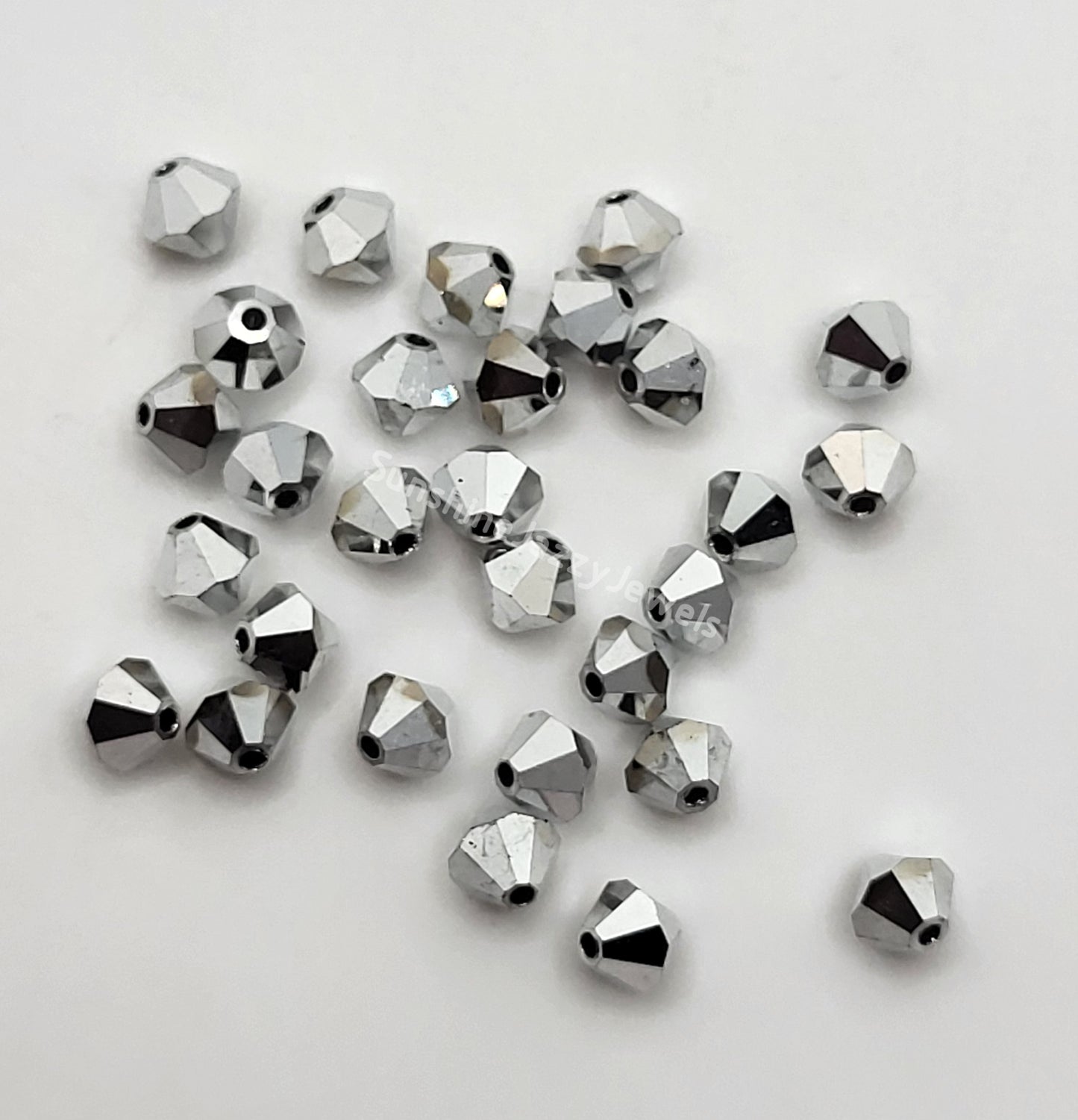 #5328 - 28pc Swarovski Crystal Comet Argent Light 2X 4mm Bicone Beads; LAST ONE