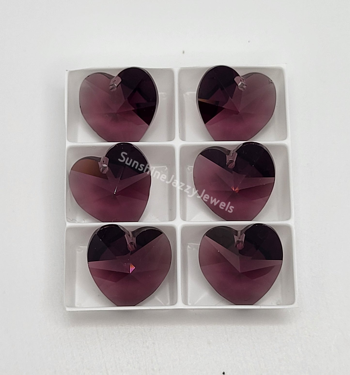 AMAZING DEAL! 6-pack Swarovski Crystal Amethyst 14mm Heart 6202 Pendants