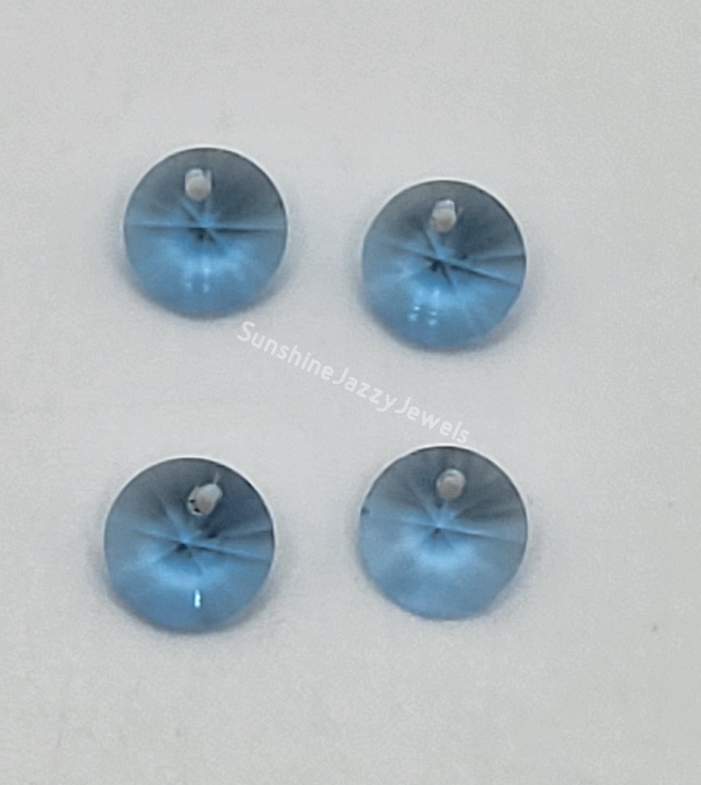 #6200 - 4pc Swarovski Crystal Aquamarine 6mm Rivoli Pendants; LAST ONE