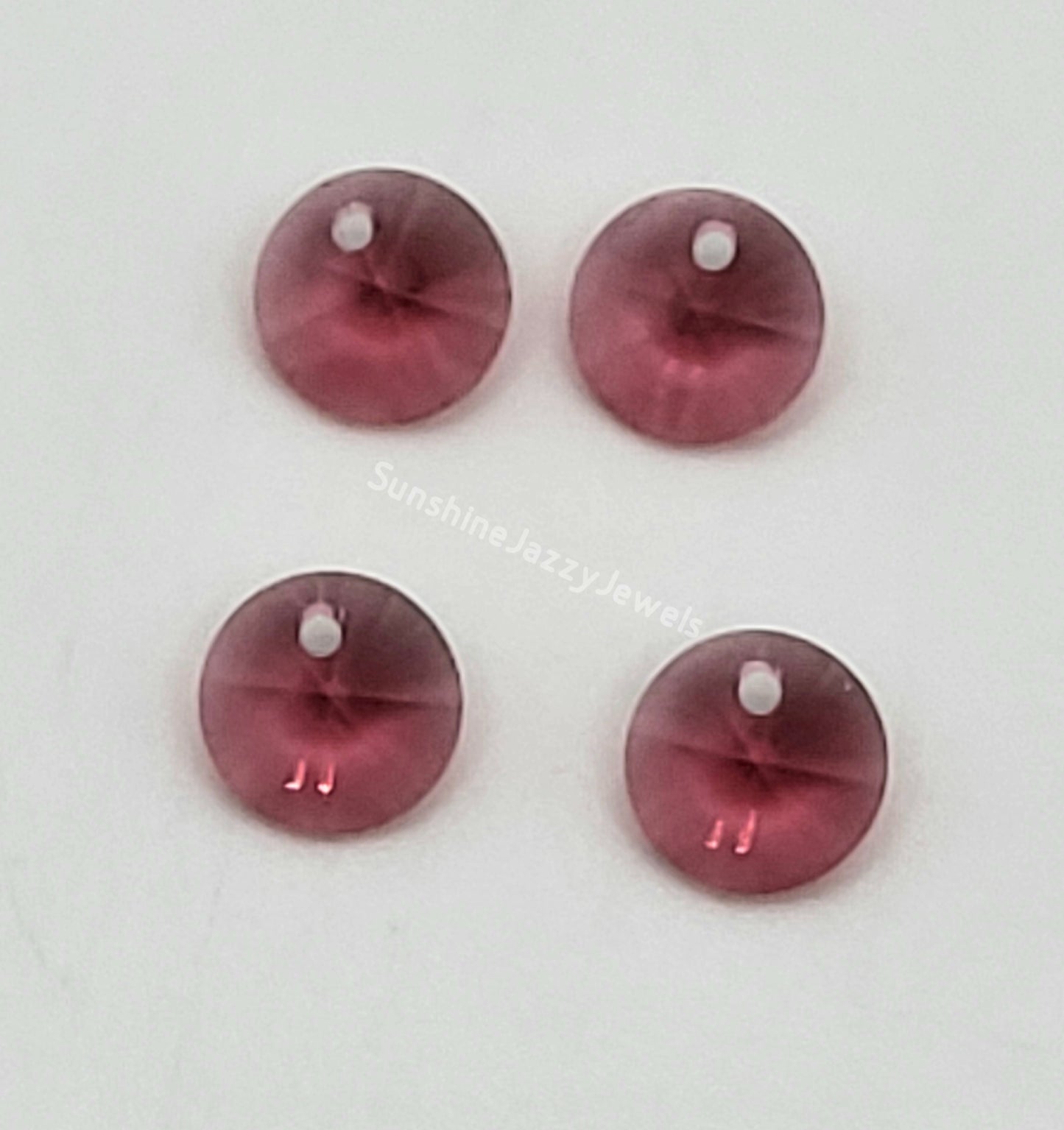 #6200 - 4pc Swarovski Crystal Indian Pink 6mm Rivoli Pendants; LAST ONE