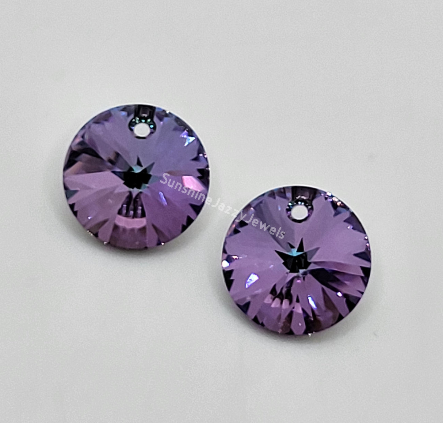 #6200 - 2pc Swarovski Crystal Vitrail Light 12mm Rivoli Pendants; LAST ONE