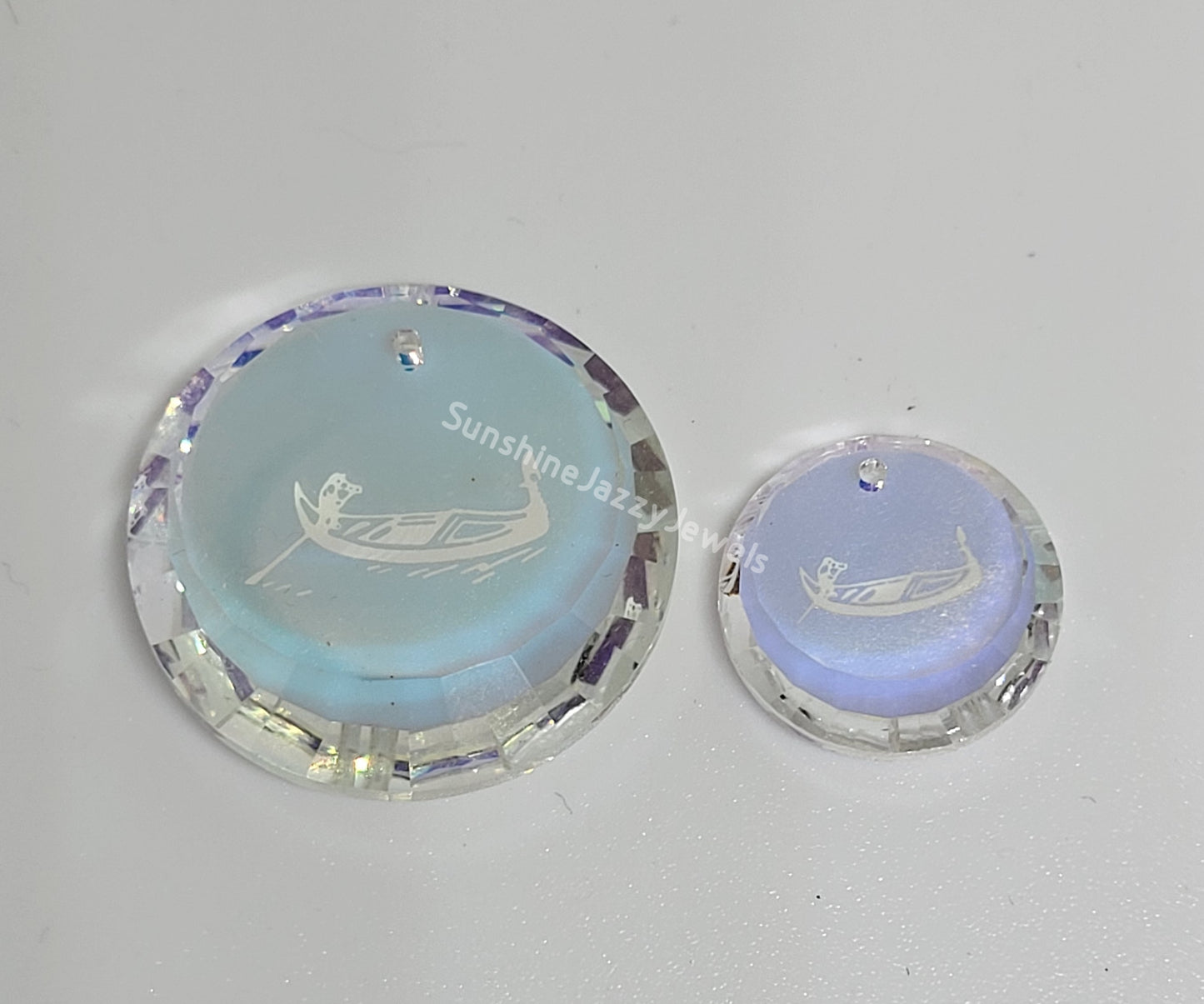 #6210 - Swarovski Crystal Venice Gondola Clear AB Round Pendant; 2 Sizes