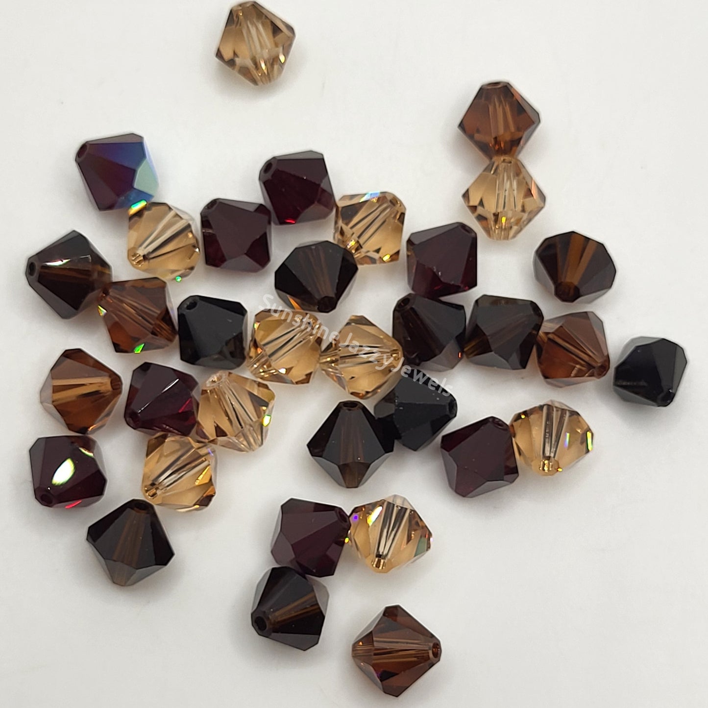 CLEARANCE MIX! 34pc Swarovski Crystal Shades of Brown 8mm Bicone Beads