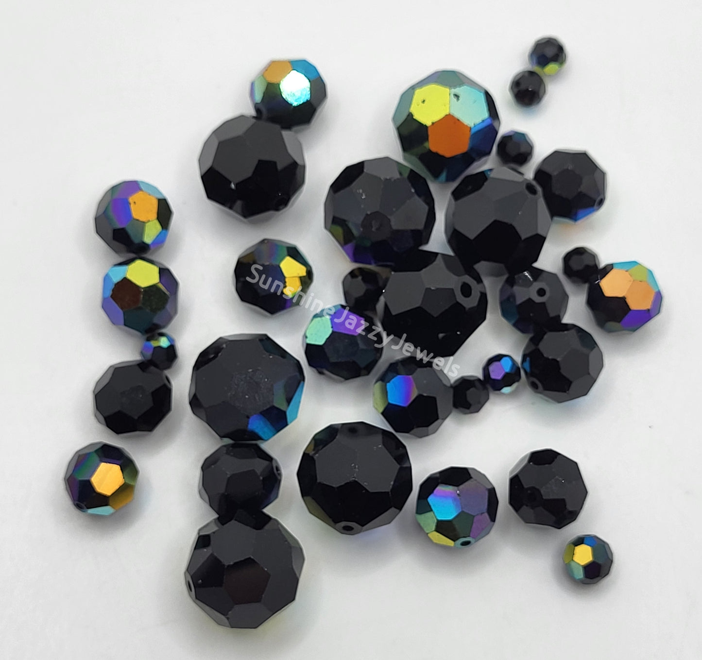 CLEARANCE MIX! 32pc Swarovski Crystal Shades of Jet Black 4-16mm Round 5000 Beads