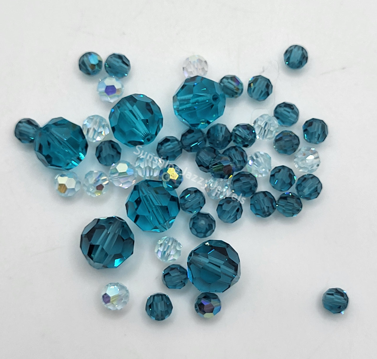 CLEARANCE MIX! 49pc Swarovski Crystal Shades of Aqua 4-8mm Round 5000 Beads