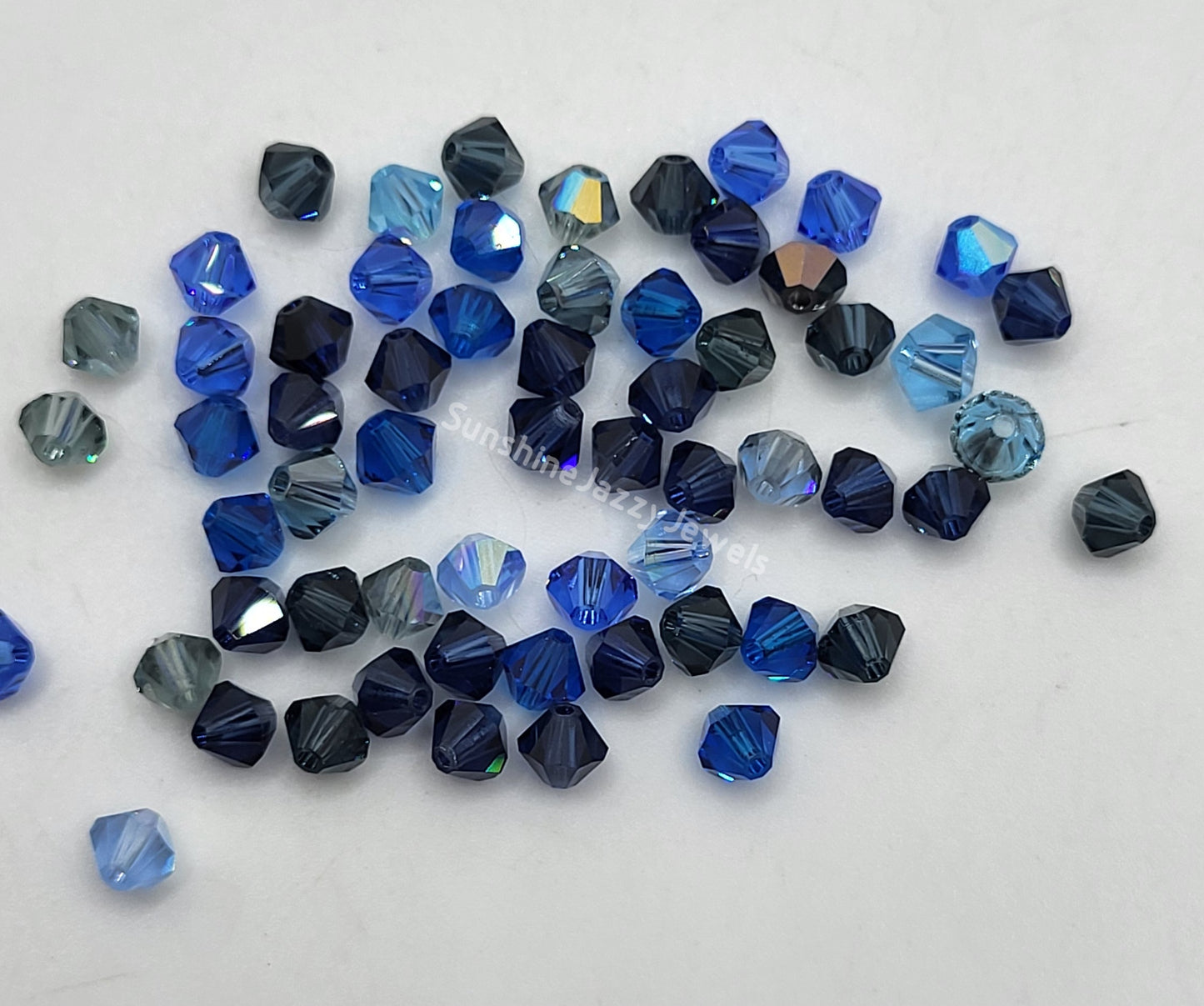 CLEARANCE MIX! 58pc Swarovski Crystal Shades of Blue 4mm Bicone Beads