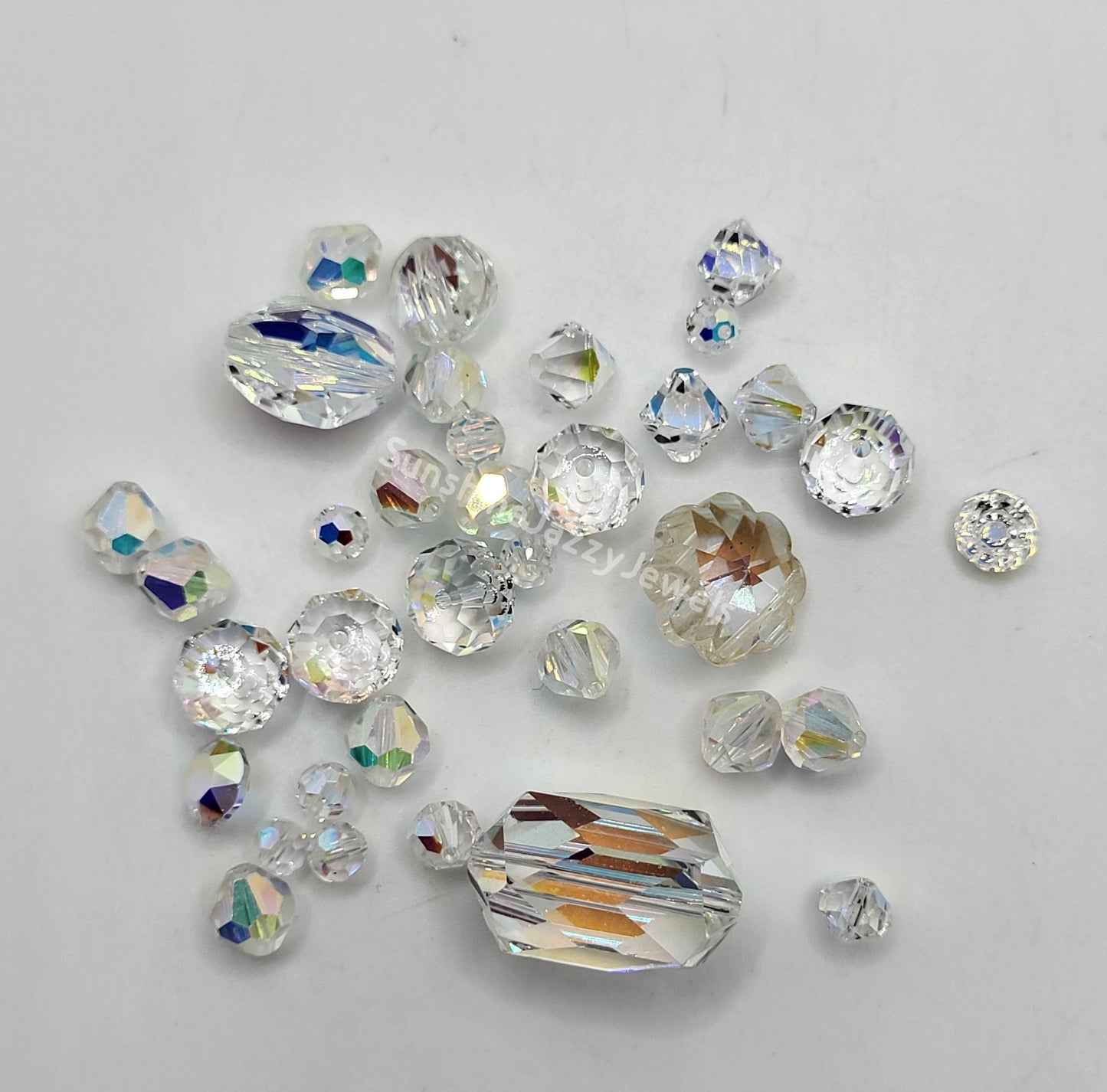 CLEARANCE MIX! 35pc Swarovski Crystal Clear AB Mixed Shapes Beads