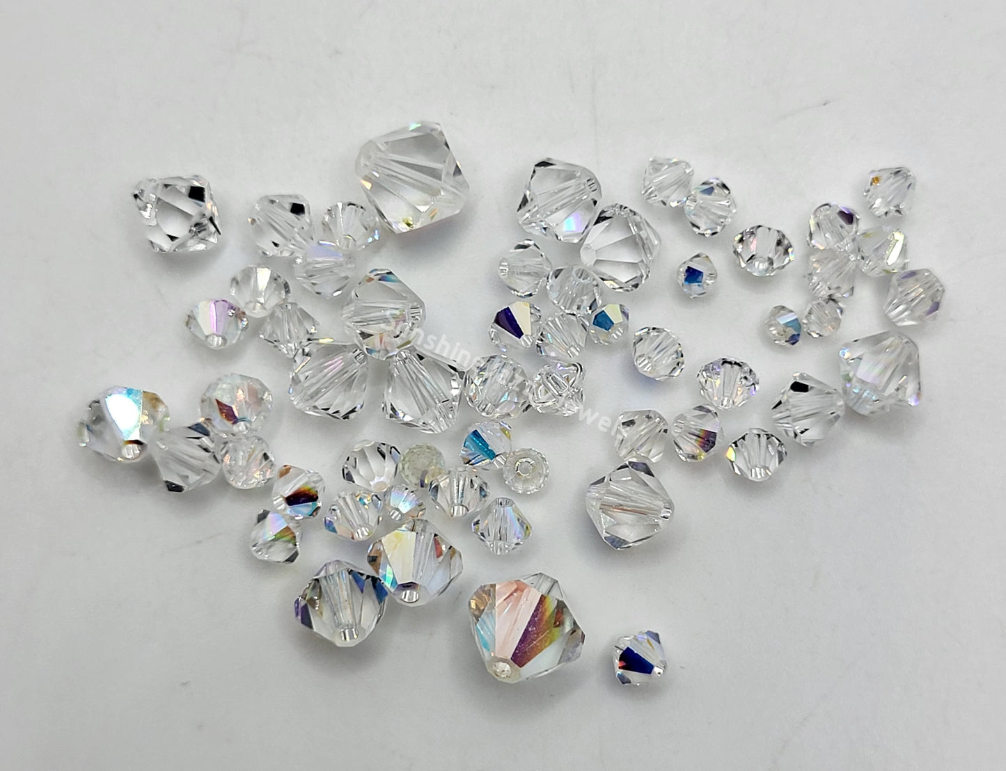 CLEARANCE MIX! 57pc Swarovski Crystal Clear AB 4-10mm Bicone Beads