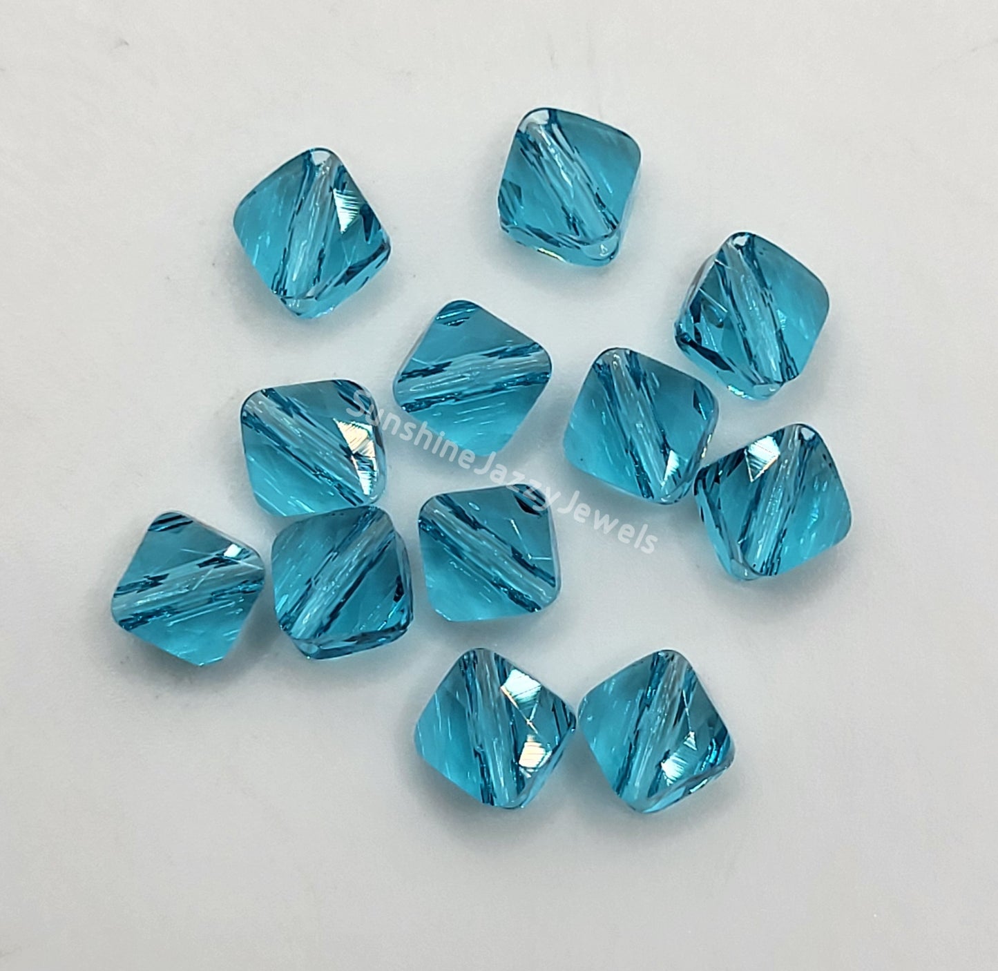 #5054 - 12pc Swarovski Crystal Light Turquoise 6mm Mini Rhombus Beads; LAST ONE