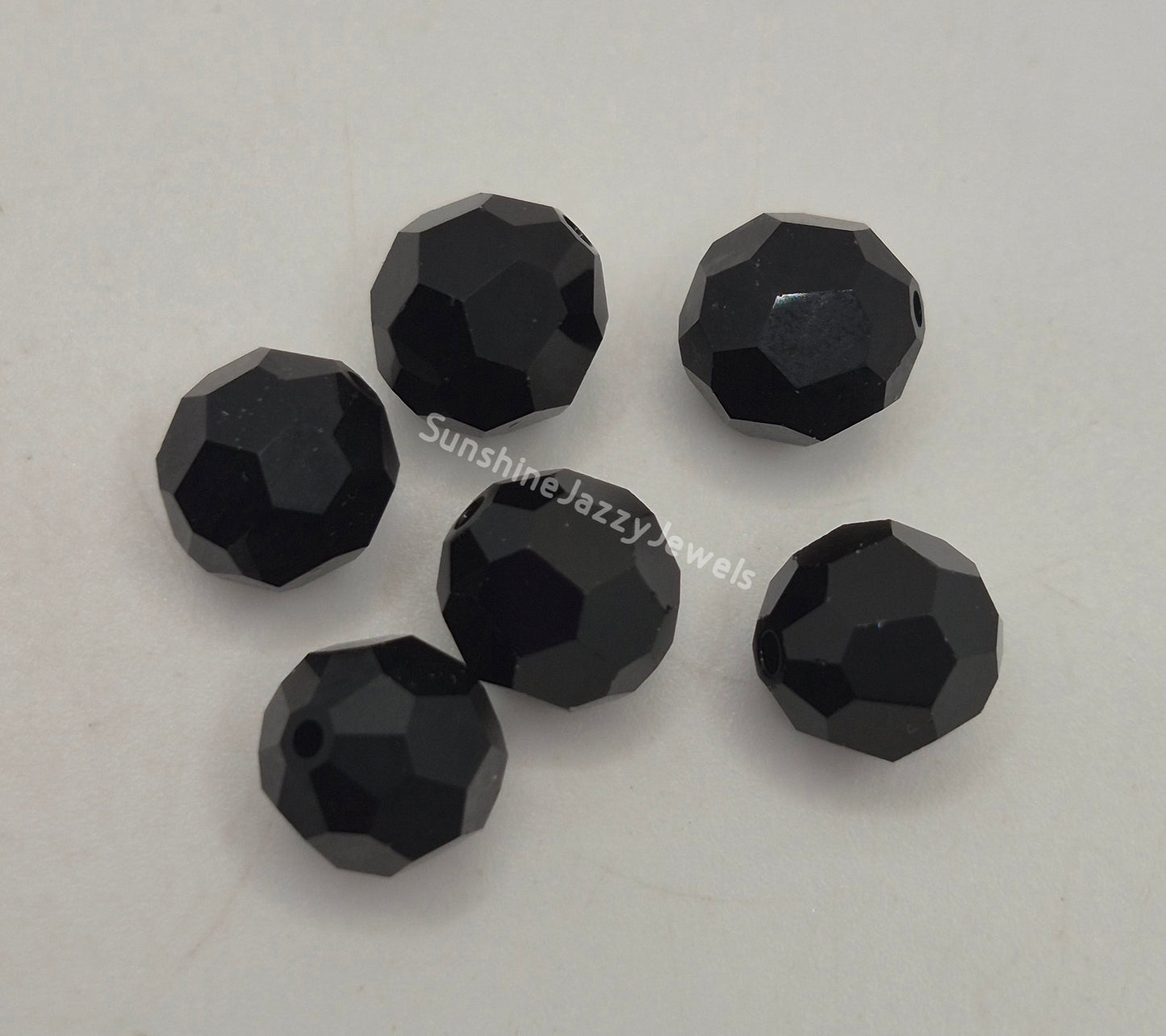 #5000 - 6pc Swarovski Crystal Jet Black 8mm Faceted Round Beads; LAST ONE