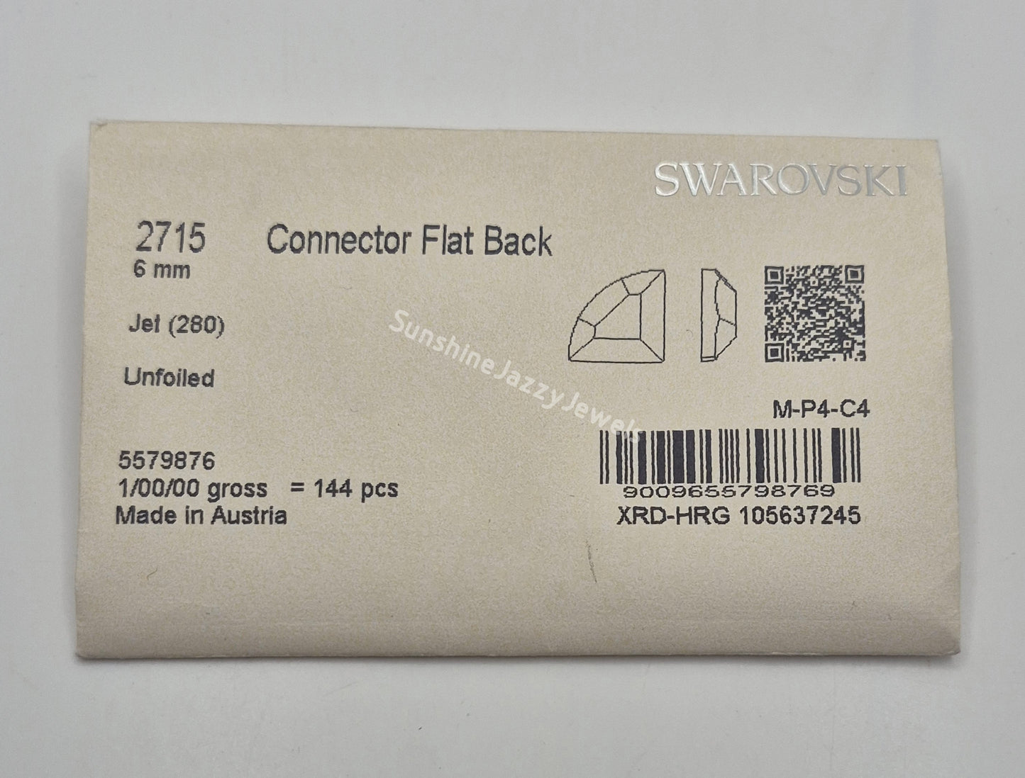 #2715 - Swarovski Crystal 6mm Connector Flat Backs; 6pc per pack