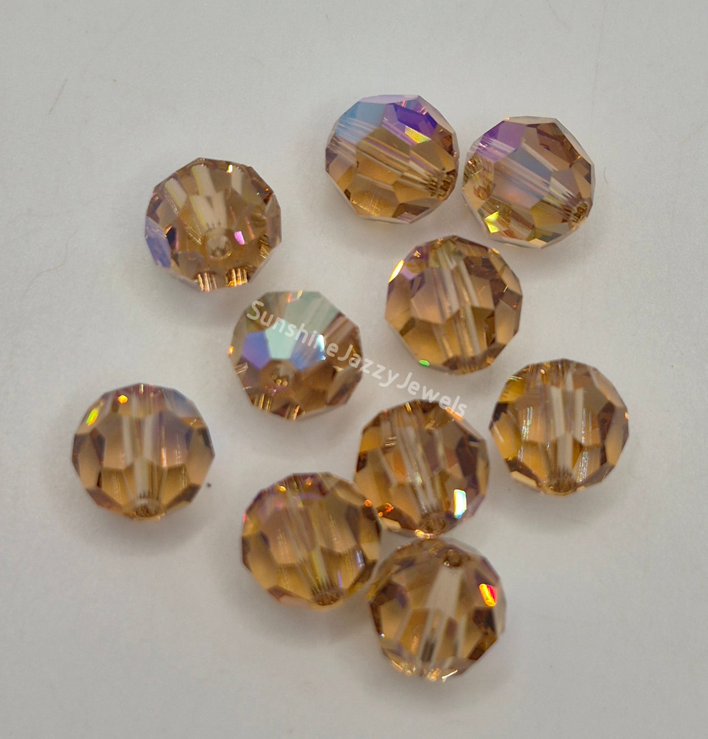 #5000 - Swarovski Crystal 10mm Round Beads; w/ AB Finish; 6pc per pack