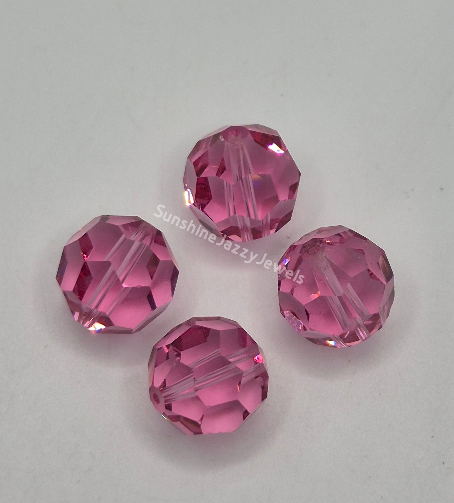 #5000 - 4pc Swarovski Crystal Rose 14mm Round Beads; LAST ONE