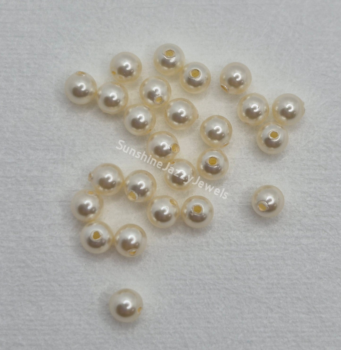 #5810 - 25pc Swarovski Crystal Light Cream Rose 4mm Round Pearl Beads; LAST ONE