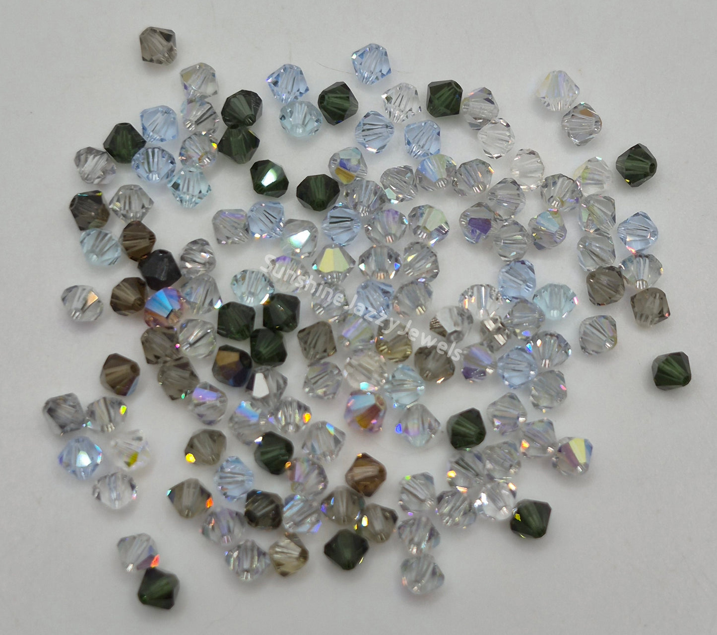 CLEARANCE MIX! 134pc Swarovski Crystal Shades of Blue-Gray 4mm Bicone Beads