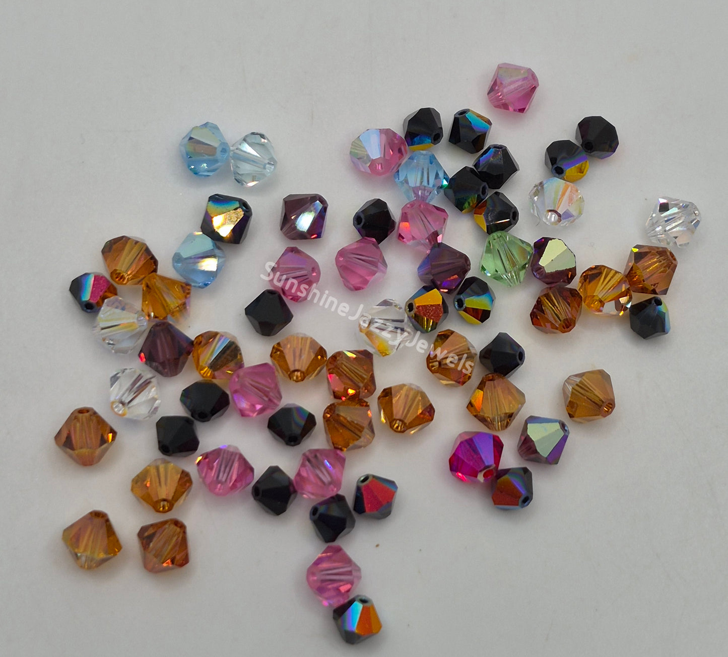 CLEARANCE MIX! 65pc Swarovski Crystal Mixed Colors Sizes 5-6mm BIcone Beads; LAST ONE