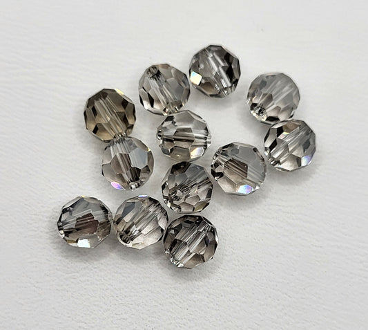 #5000 - 12pc Swarovski Crystal Clear Satin 6mm Faceted Round Beads; LAST ONE