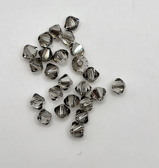 #5328 - 24pc Swarovski Crystal Clear Satin 4mm Bicone Beads; LAST ONE