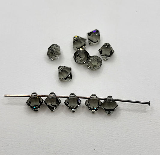 #6301 - 12pc Swarovski Crystal Black Diamond 6mm Bicone Pendant; LAST ONE