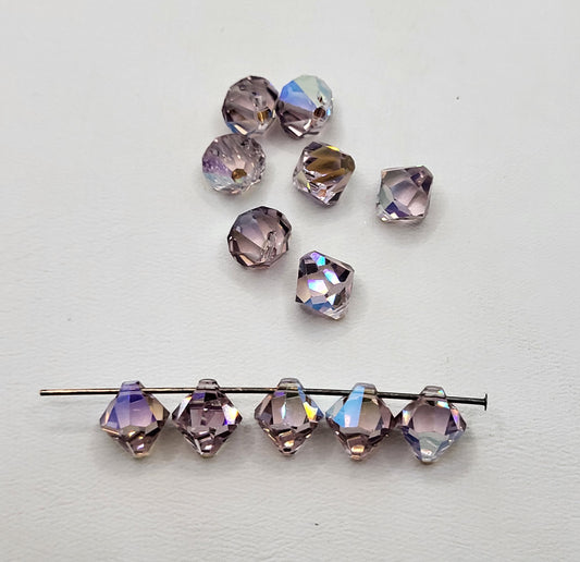#6301 - 12pc Swarovski Crystal Light Amethyst AB 8mm Bicone Pendant; LAST ONE