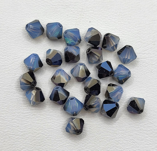 #5328 - 24pc Swarovski Crystal White Opal Sky Blue 5mm Bicone Beads; LAST ONE