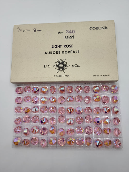 #5101 - Factory Pack Swarovski Crystal Light Rose AB 9mm Tablet Beads; 72pc