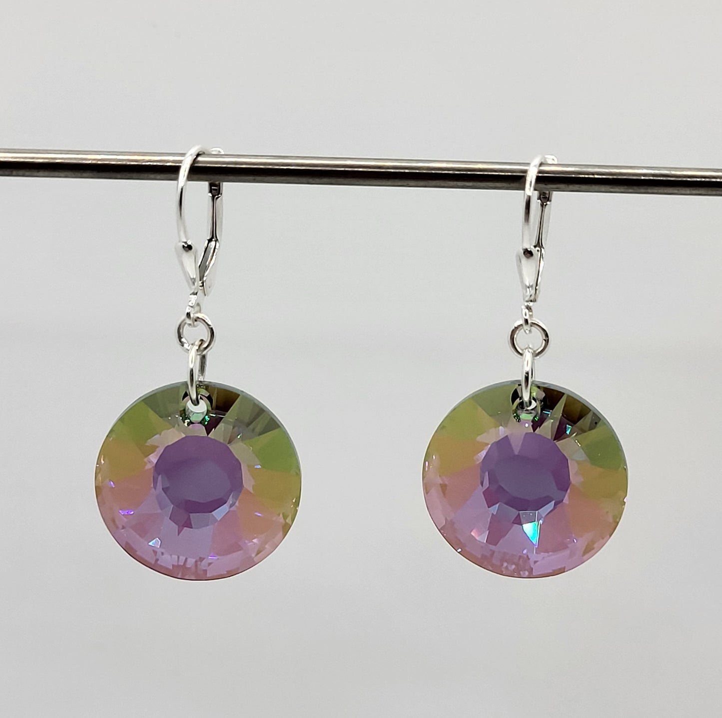 Sterling Silver Earrings - Swarovski Crystal Paradise Shine Sun Pendants