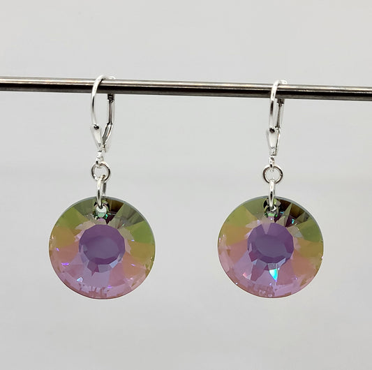 Sterling Silver Earrings - Swarovski Crystal Paradise Shine Sun Pendants