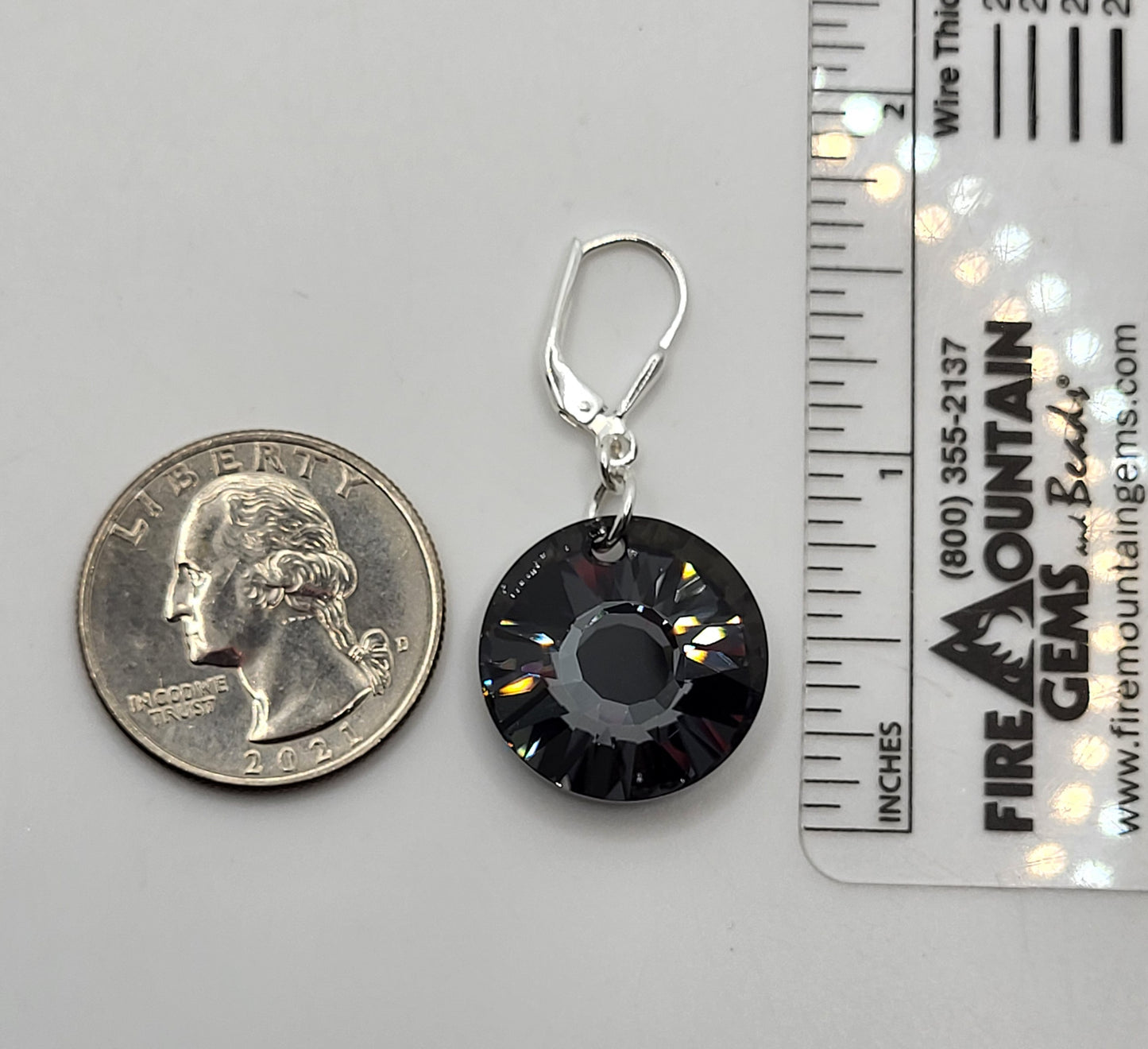 Sterling Silver Earrings - Swarovski Crystal Silver Night Sun Disc Pendants