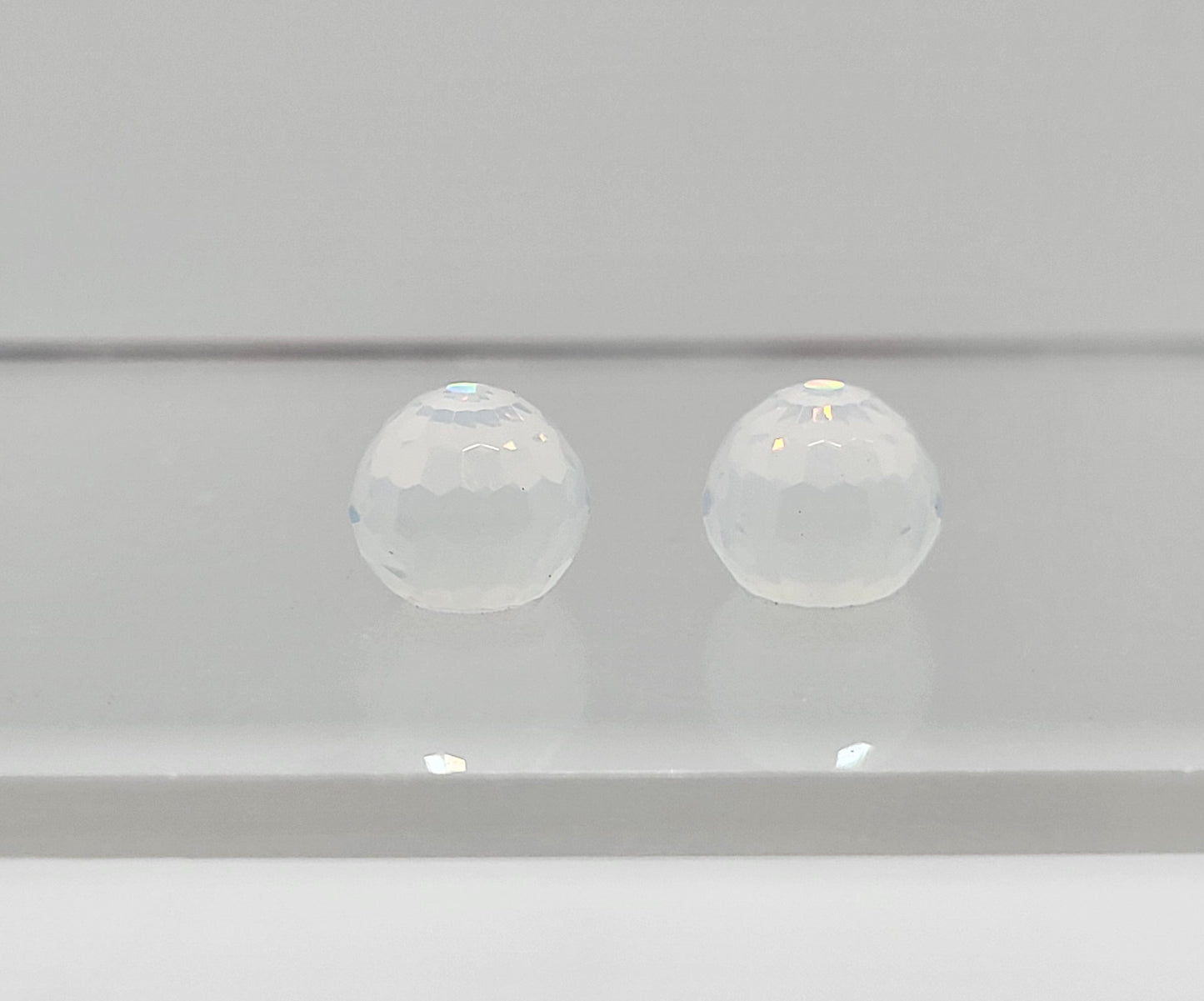 #4861 - 8pc Swarovski Crystal White Opal 8mm 3/4 Disco Ball Fancy Stones; LAST ONE