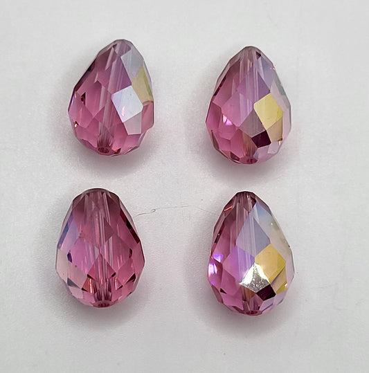 WEB EXCLUSIVE - #5500 - 4pc Swarovski Crystal Rose AB 15x10mm Teardrop Beads
