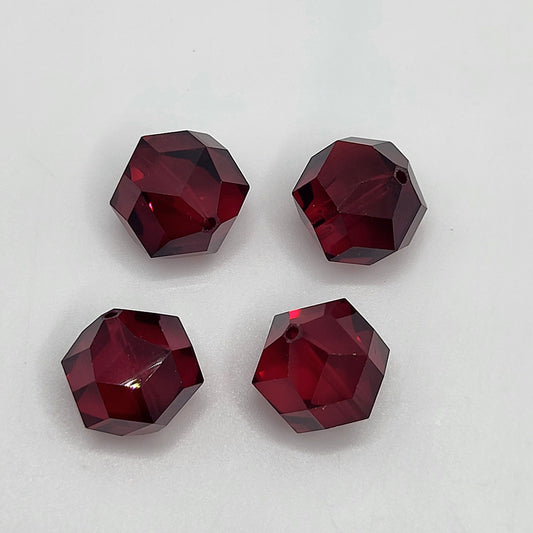 WEB EXCLUSIVE - #5007 - 4pc Swarovski Crystal Siam 14mm Rocky Cut Beads