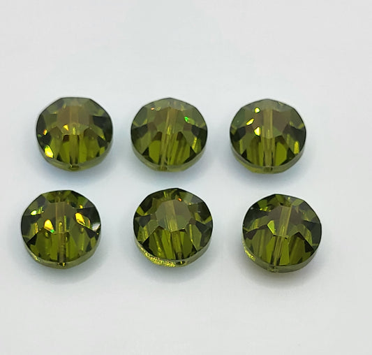 WEB EXCLUSIVE - #5100 - 6pc Swarovski Crystal Olivine AB Lentil Beads