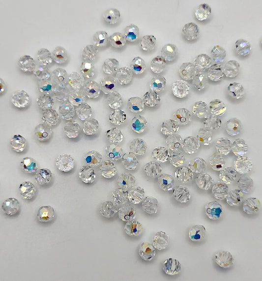 #5309/1 - Swarovski Crystal Clear AB 4mm Rounded Bicone Beads; 24pc per pack