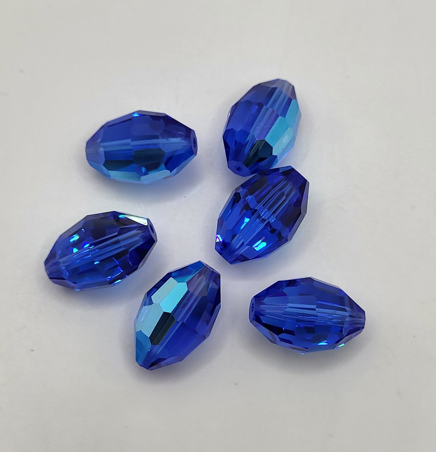 #5200 - 6pc Swarovski Crystal Sapphire AB 15x10mm Oval Beads; LAST ONE