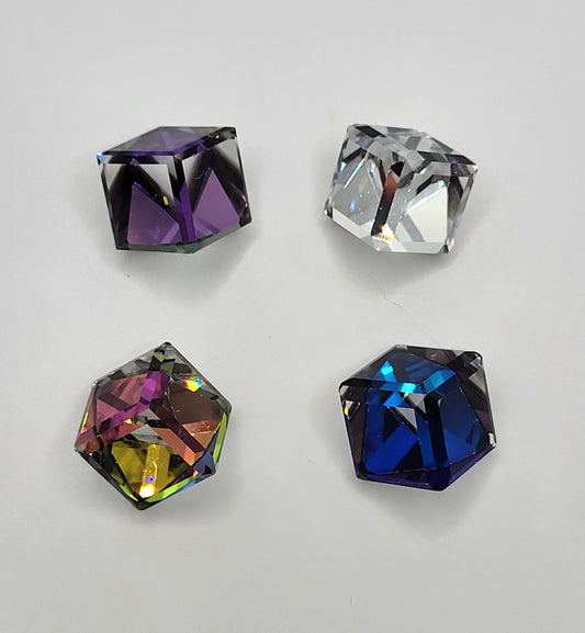 #4841 - Swarovski Crystal 3/4 Flatback Cube Fancy Stone; Multiple Colors & Sizes
