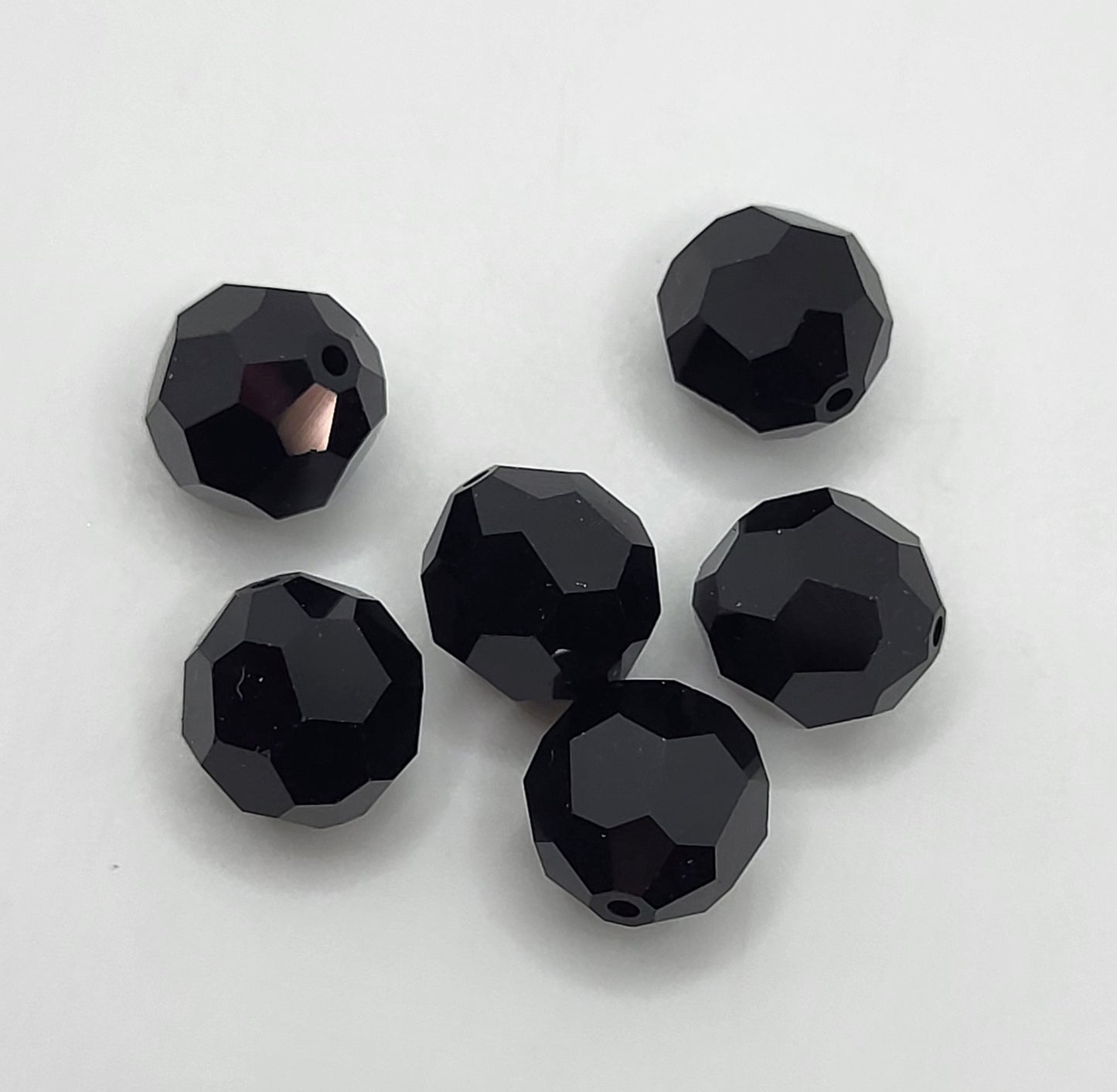 #5000 - 6pc Swarovski Crystal Jet Black 10mm Round Beads; LAST ONE