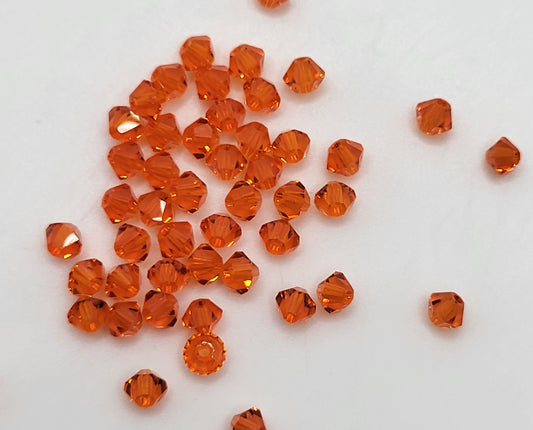 #5301 - 48pc Swarovski Crystal Red Topaz 3mm Bicone Beads; LAST ONE