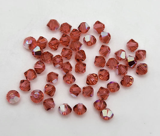 #5301 - 48pc Swarovski Crystal Padparadscha AB 3mm Bicone Beads; LAST ONE