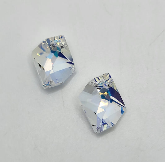 #6680 - 2pc Swarovski Crystal Clear AB 14mm Cosmic Pendants; LAST ONE