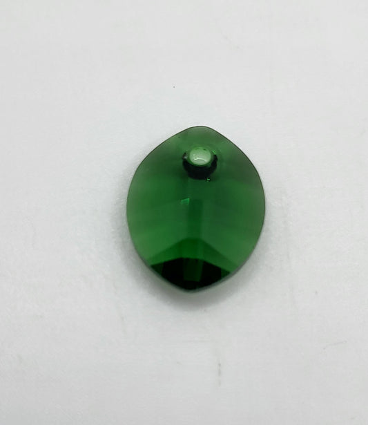 #6734 - Swarovski Crystal Dark Moss Green 14mm Pure Leaf Pendant; LAST ONE