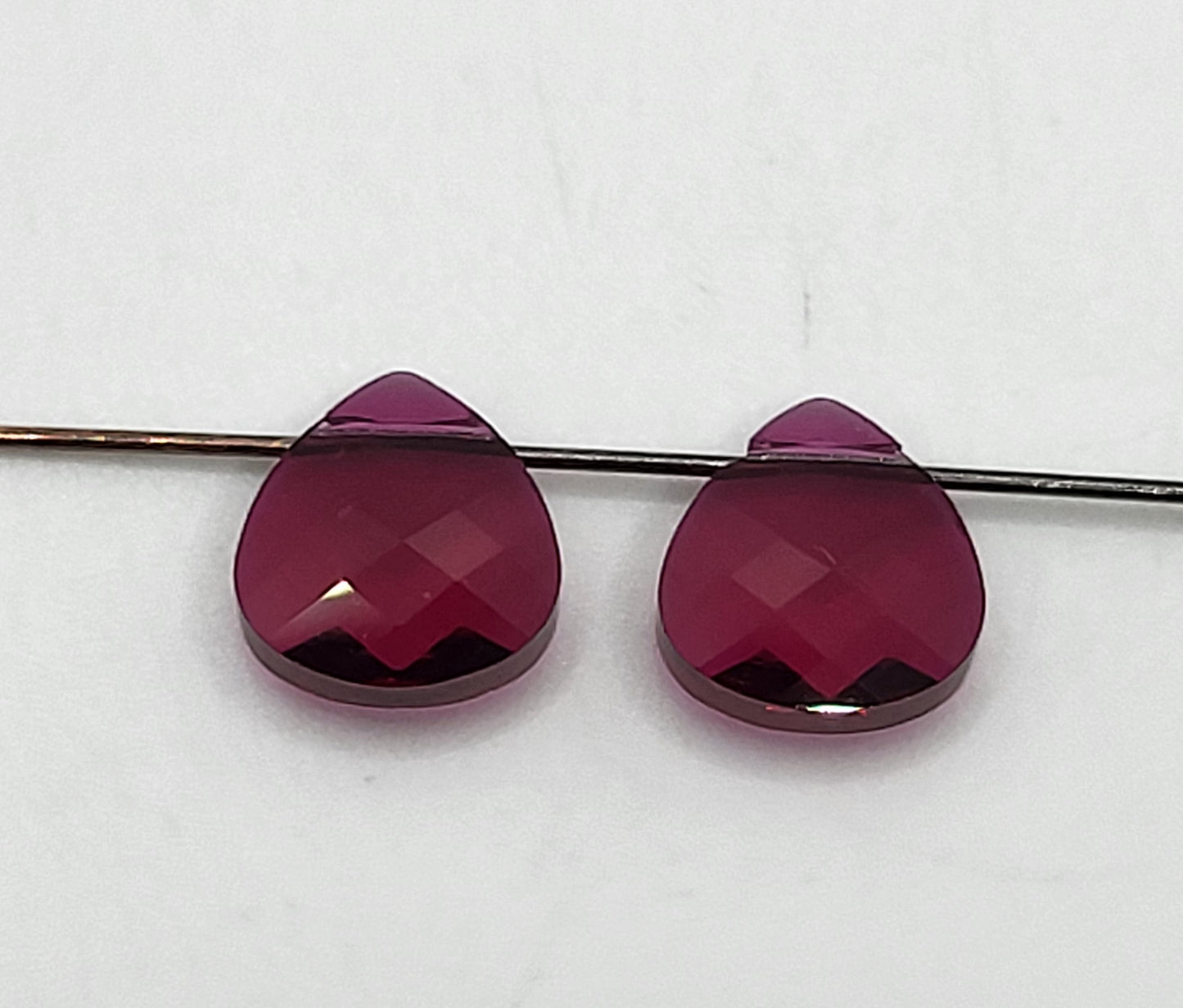 #6012 - 2pc Swarovski Crystal Ruby 11x10 Flat Briolette Pendants; LAST ONE