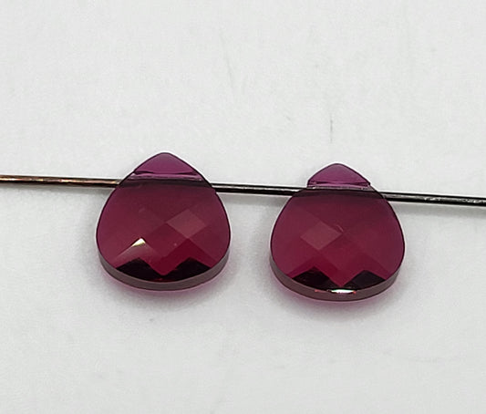 #6012 - 2pc Swarovski Crystal Ruby 11x10 Flat Briolette Pendants; LAST ONE