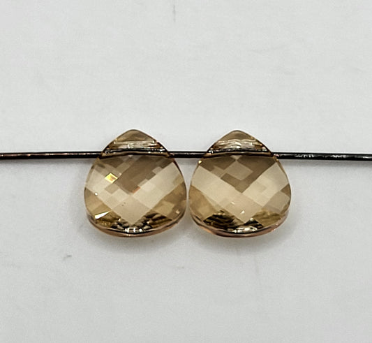 #6012 - 2pc Swarovski Crystal Golden Shadow 11x10 Flat Briolette Pendants; LAST ONE