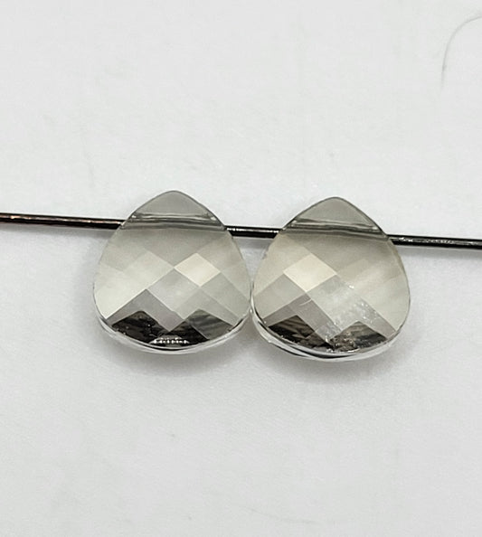 #6012 - 2pc Swarovski Crystal Silver Shade 11x10 Flat Briolette Pendants; LAST ONE