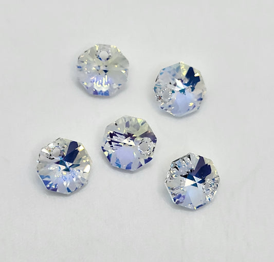 #6401 - 5pc Swarovski Crystal Clear AB 8mm Octagon Pendants; LAST ONE