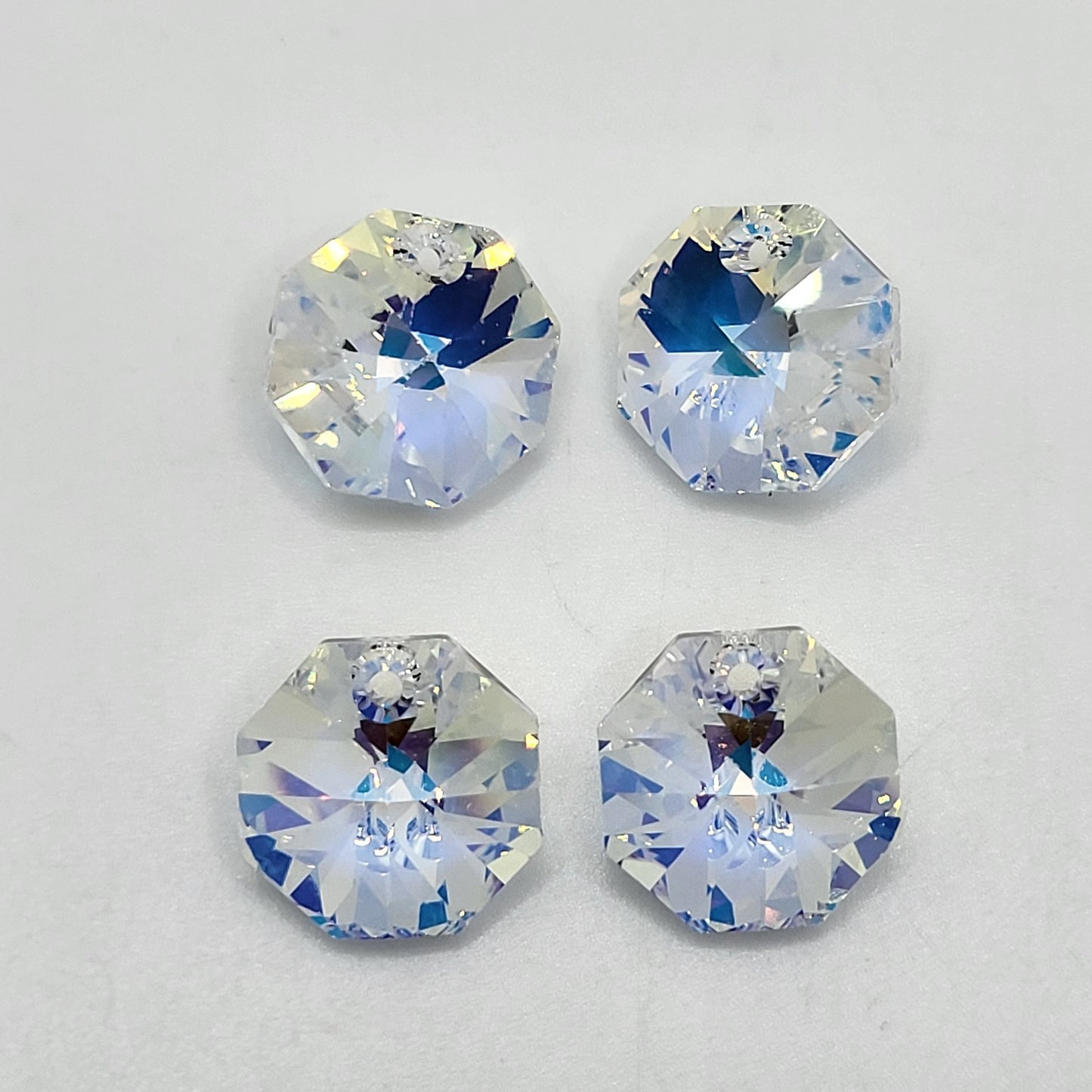 #6401 - 4pc Swarovski Crystal Clear AB 12mm Octagon Pendants; LAST ONE